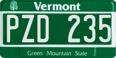 VT license plate PZD235