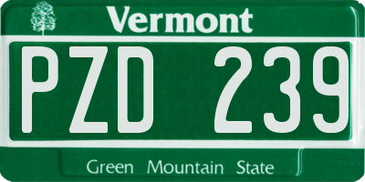 VT license plate PZD239