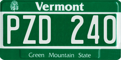 VT license plate PZD240