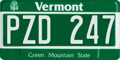 VT license plate PZD247