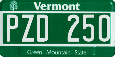 VT license plate PZD250