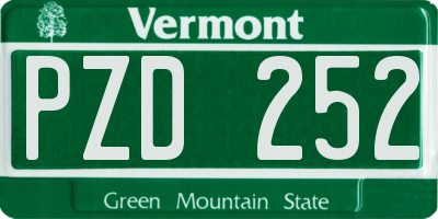 VT license plate PZD252