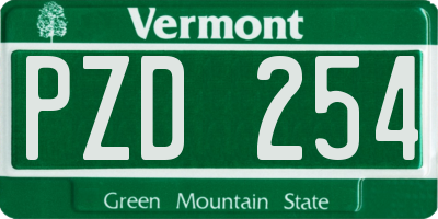 VT license plate PZD254