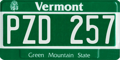 VT license plate PZD257
