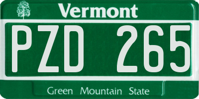 VT license plate PZD265