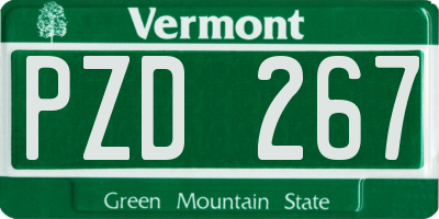 VT license plate PZD267