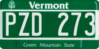 VT license plate PZD273