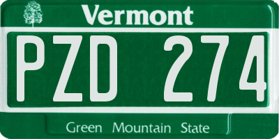 VT license plate PZD274