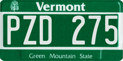 VT license plate PZD275