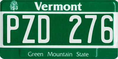 VT license plate PZD276