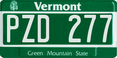 VT license plate PZD277