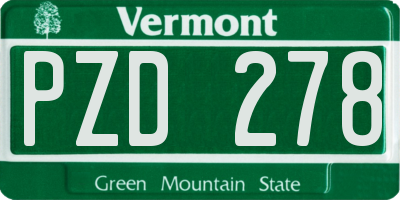 VT license plate PZD278