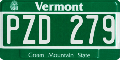 VT license plate PZD279
