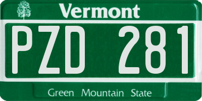 VT license plate PZD281