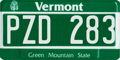 VT license plate PZD283