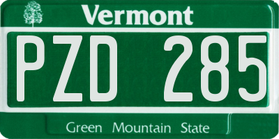 VT license plate PZD285