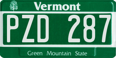 VT license plate PZD287