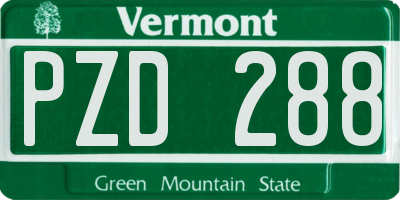 VT license plate PZD288