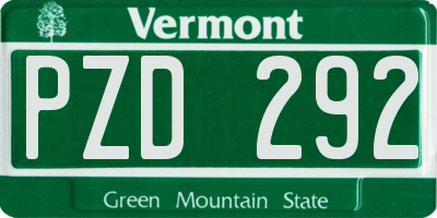 VT license plate PZD292