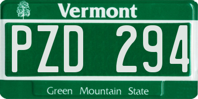 VT license plate PZD294