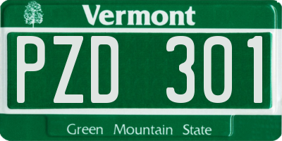 VT license plate PZD301