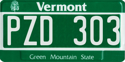VT license plate PZD303