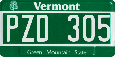 VT license plate PZD305