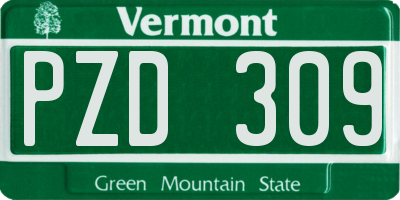 VT license plate PZD309