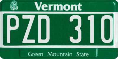 VT license plate PZD310
