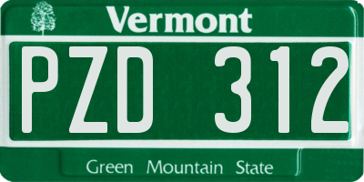 VT license plate PZD312