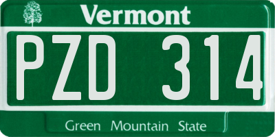 VT license plate PZD314