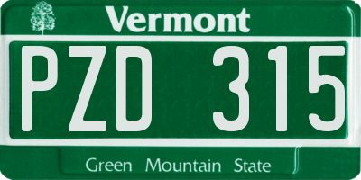 VT license plate PZD315