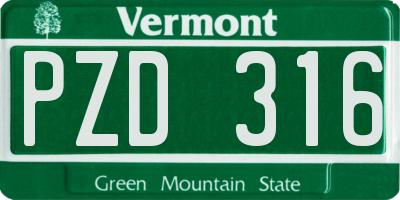 VT license plate PZD316