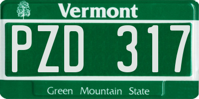 VT license plate PZD317