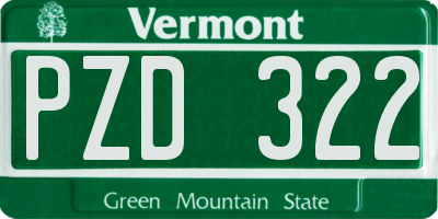 VT license plate PZD322