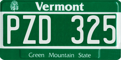 VT license plate PZD325