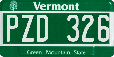 VT license plate PZD326