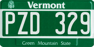 VT license plate PZD329