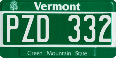 VT license plate PZD332