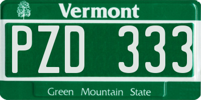 VT license plate PZD333