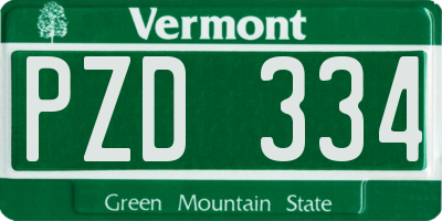 VT license plate PZD334