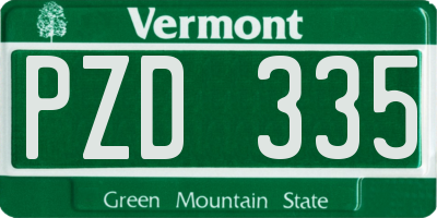 VT license plate PZD335