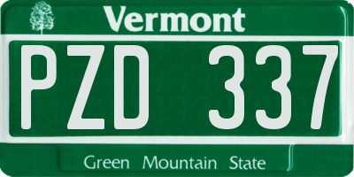 VT license plate PZD337