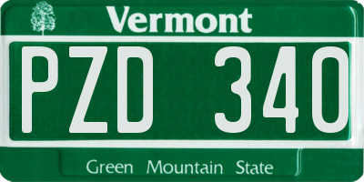 VT license plate PZD340