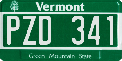 VT license plate PZD341