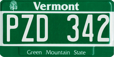 VT license plate PZD342