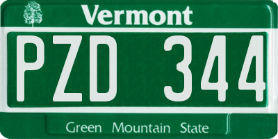 VT license plate PZD344