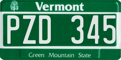 VT license plate PZD345