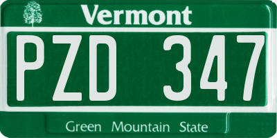 VT license plate PZD347