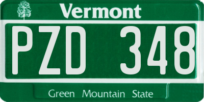 VT license plate PZD348